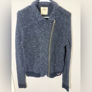 Hollister Women's Asymmetrical Navy Blue Sweater